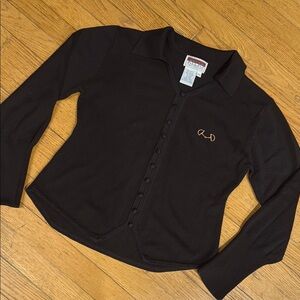 💗🐴VINTAGE EQUESTRIAN BLACK MOCK CARDIGAN - SNAFFLE BIT - LARGE🐴💗